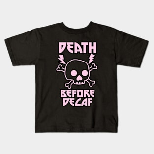 Death Before Decaf Metal Skull Kids T-Shirt